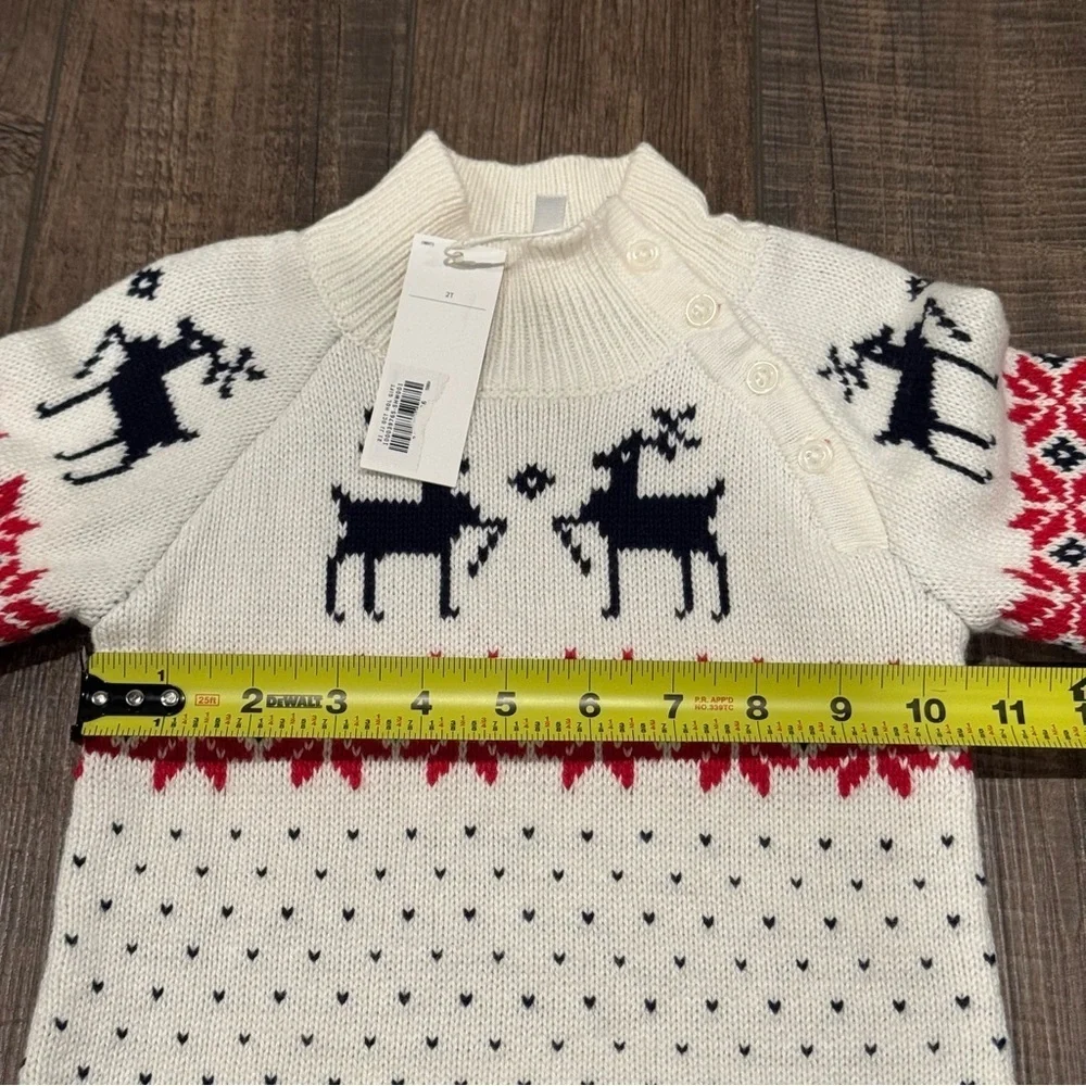 New Janie and Jack Toddler Fair Isle Reindeer Holiday Christmas Sweater Dress 2T